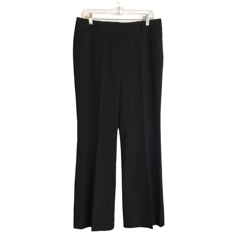 Ann Taylor Womens Modern Wide Leg Trouser Wool Blend Black Slack Pants Size 8